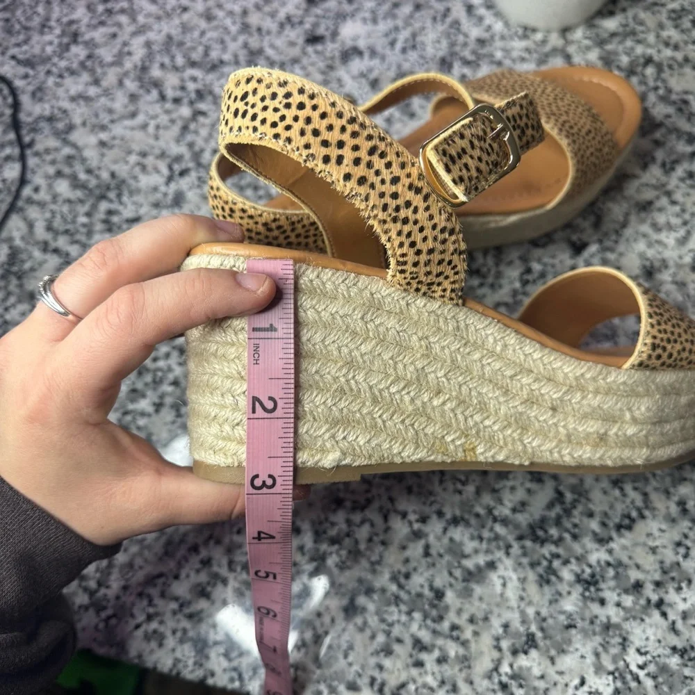 J.Crew | NWOB Platform Espadrille Sandals Leopard-print Calf Hair Size 9